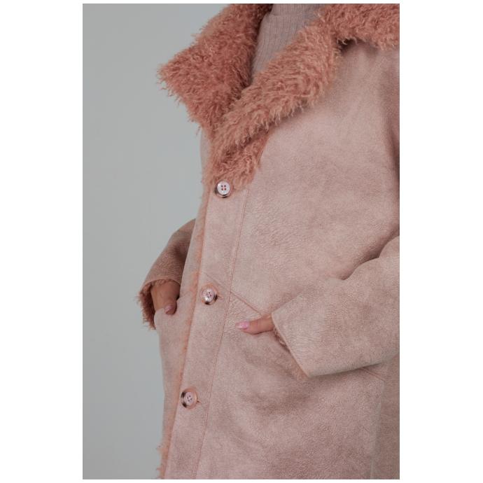 Женская дубленка из эко кожи VITIA WJ - 799-115-Розовый - Цвет Розовый - Фото 10