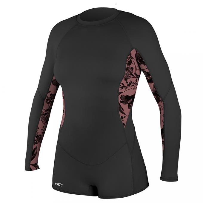 Гидрокостюм женский короткий длинный рукав O'NEILL WMS SKINS L/S SURF SUIT BLK/LUNA/BLK (DM7) - Артикул 4911S DM7*S17 - Фото 1