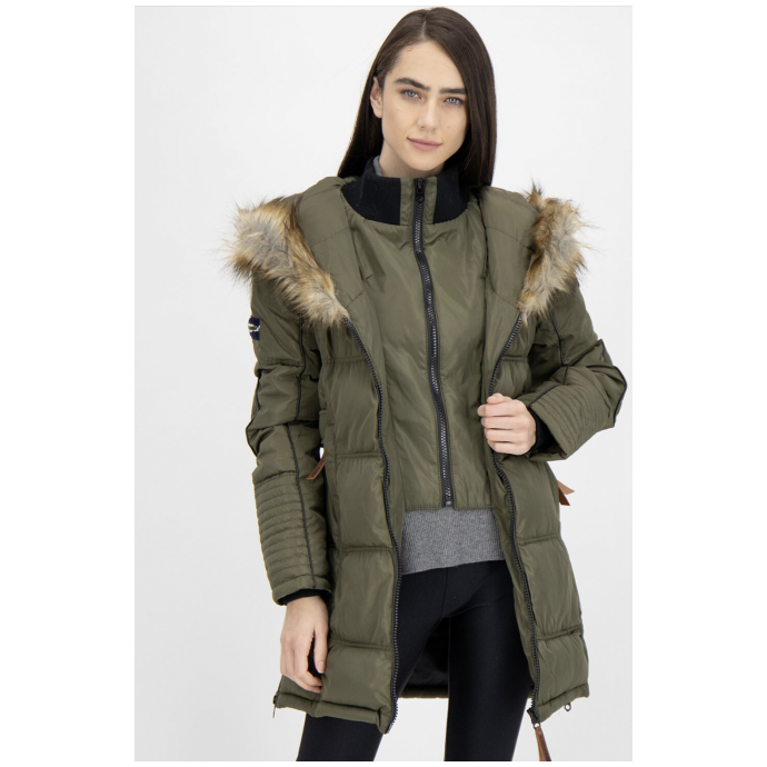 КУРТКА ЗИМНЯЯ ЖЕНСКАЯ УДЛИНЕННАЯ GEOGRAPHICAL NORWAY «BEAUTIFUL» - WW2583F/GN-KHAKI - Цвет Хаки - Фото 6