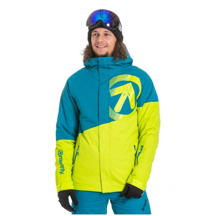 Сноубордическая куртка MEATFLY «BANG»  - BANG-Teal/Acid Lime - Цвет Синий - Фото 1