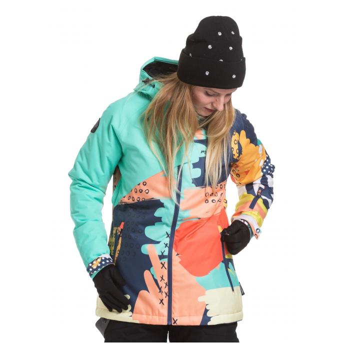 Сноубордическая куртка MEATFLY «DEBORAH JACKET» - DEBORAH-Mint/Pastel Splash - Цвет Голубой - Фото 2