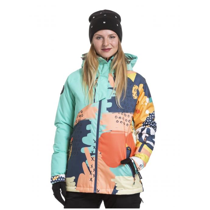 Сноубордическая куртка MEATFLY «DEBORAH JACKET» - DEBORAH-Mint/Pastel Splash - Цвет Голубой - Фото 1
