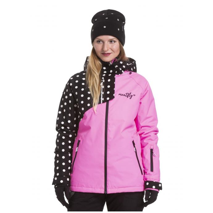 Сноубордическая куртка MEATFLY «DEBORAH JACKET» - DEBORAH-Pink Killer/White Dot - Цвет Розовый - Фото 1