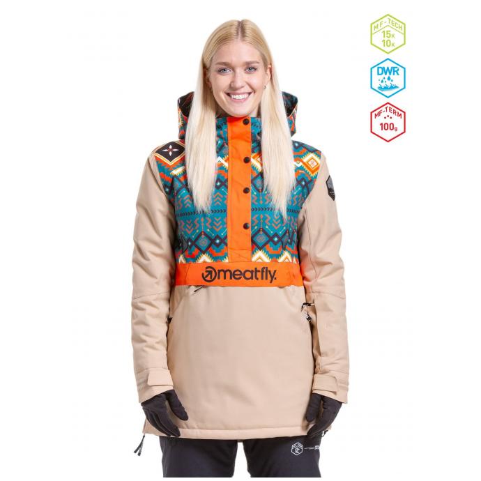 Сноубордическая куртка MEATFLY «AIKO»  - AIKO-2-LATTE/JONES PETROL - Цвет Бежевый - Фото 1