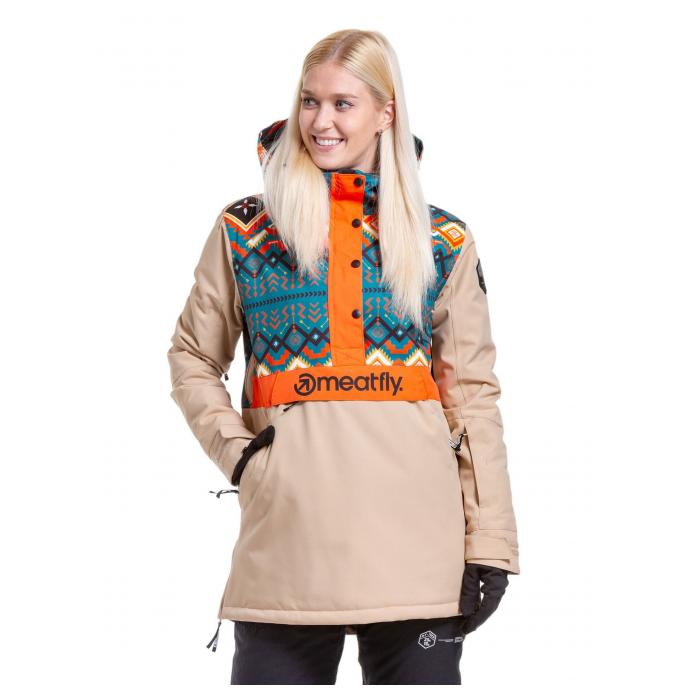 Сноубордическая куртка MEATFLY «AIKO»  - AIKO-2-LATTE/JONES PETROL - Цвет Бежевый - Фото 3