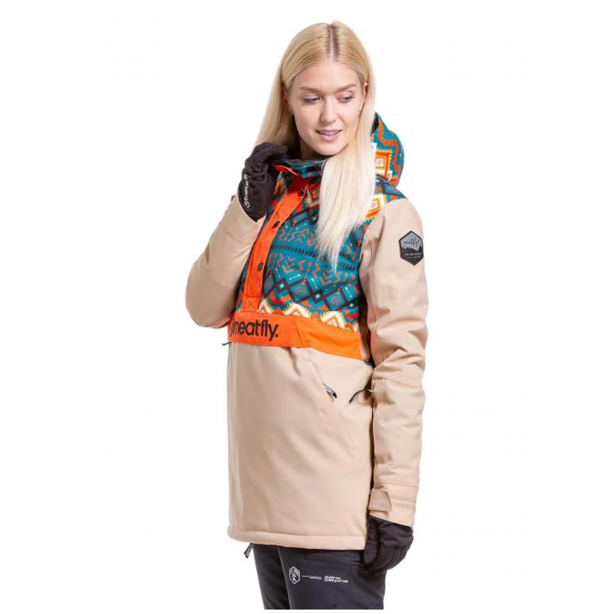 Сноубордическая куртка MEATFLY «AIKO»  - AIKO-2-LATTE/JONES PETROL - Цвет Бежевый - Фото 6