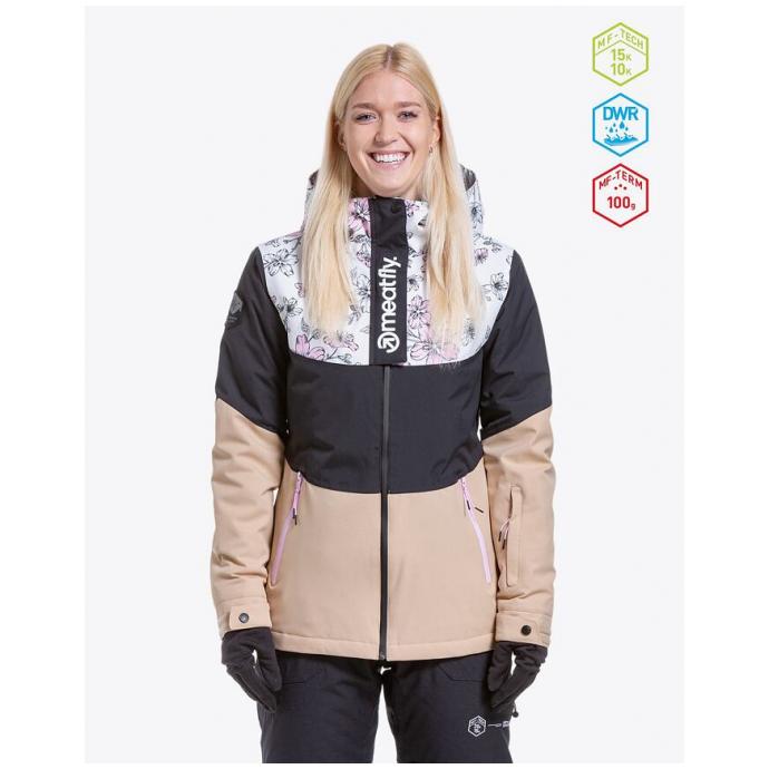 Сноубордическая куртка MEATFLY «KIRSTEN»  - KIRSTEN-3-BLOSSOM WHITE / LATTE - Цвет Бежевый - Фото 2