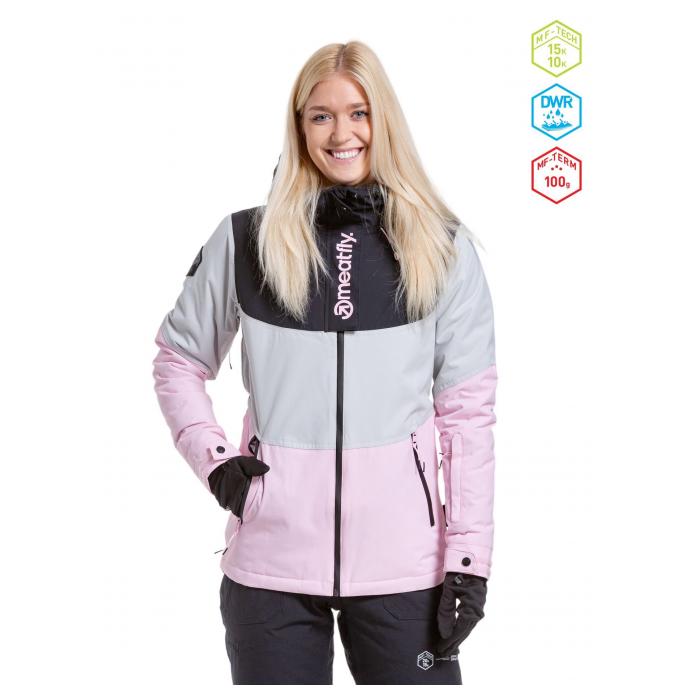 Сноубордическая куртка MEATFLY «KIRSTEN»  - KIRSTEN-2-GREY/PASTEL PINK - Цвет Серый - Фото 1