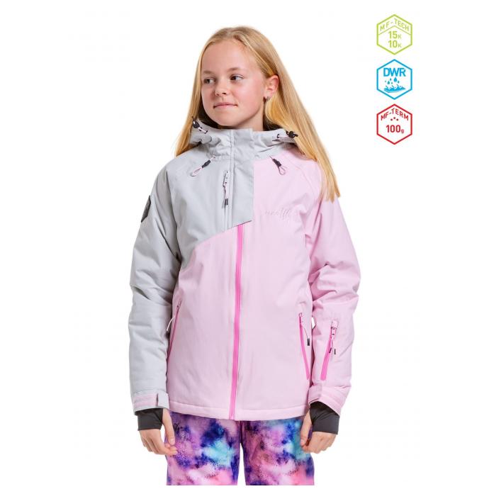 КУРТКА ПОДРОСТК. MEATFLY «DELIAH JACKET» - DELIAH-2-GREY/PASTEL PINK - Цвет Серый - Фото 1