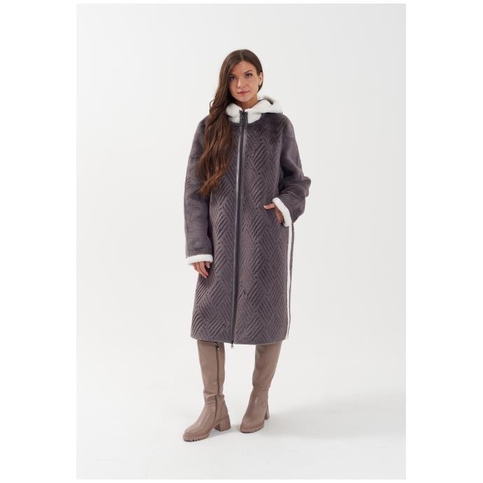 Пальто женское двусторннее VITIA  - 23128-серый - Цвет Серый - Фото 1