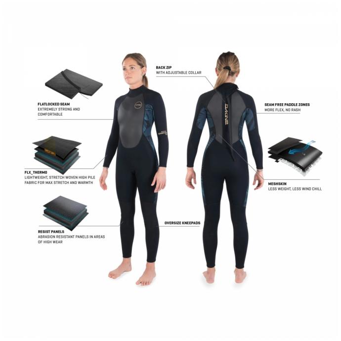 Гидрокостюм DAKINE Women's Quantum Back Zip Full Suit 3/2mm F/L Black/Grey - DK22W32QBZFL-Black/Grey - Цвет Черный - Фото 5