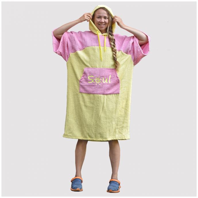 Флисовое пончо SOUL двухцветное - Soul-poncho-two-color-pink-yellow - Цвет Желтый - Фото 1