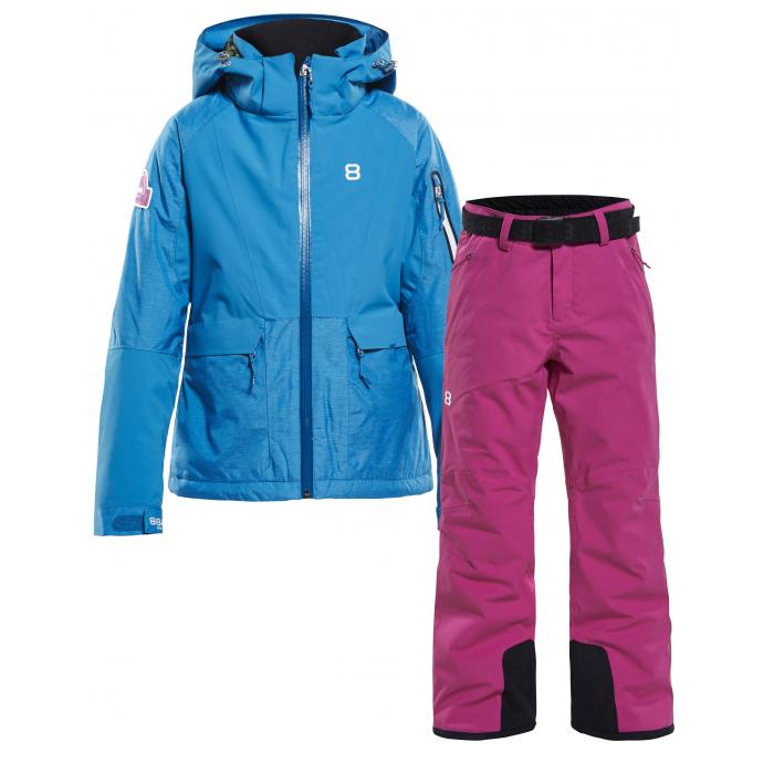 Костюм 8848 Altitude: куртка FLOWER fjord blue  + брюки GRACE - 8824-8815-FLOWER fjord blue + GRACE pink - Цвет Розовый, Голубой - Фото 1