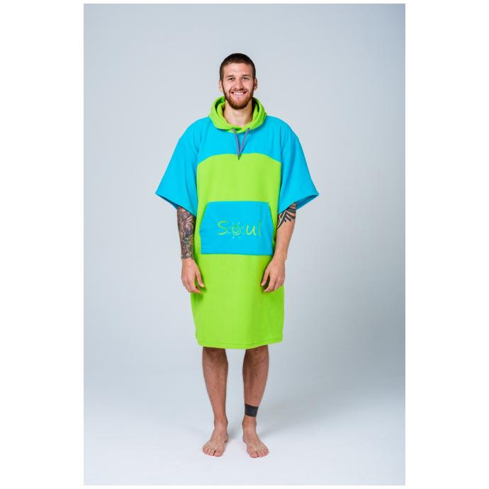 Флисовое пончо SOUL двухцветное - Soul-poncho-two-color-green-blue - Цвет салатовый - Фото 3