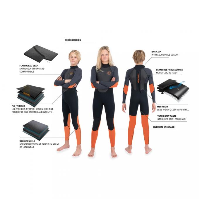 Гидрокостюм дет. DK Kid's Quantum Back Zip Full Suit 3/2mm F/L Black/Orange - DK22K22QBZFL-Black/Orange - Цвет Черный - Фото 9