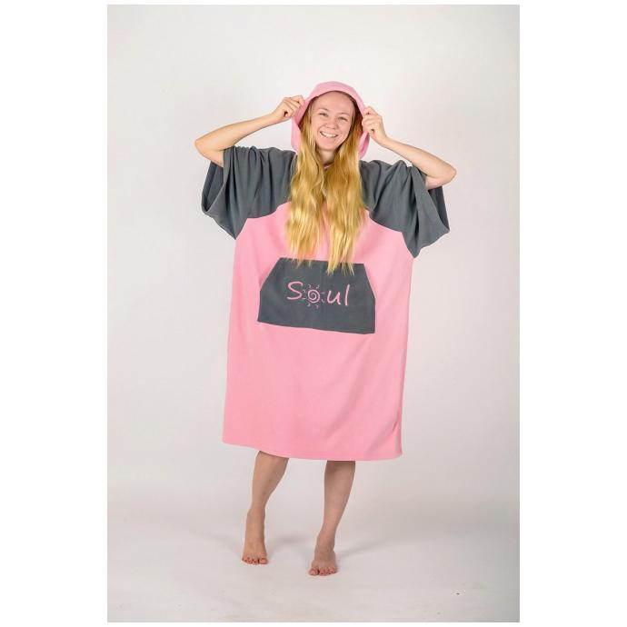 Флисовое пончо SOUL двухцветное - Soul-poncho-two-color-pink-grey - Цвет Розовый - Фото 1