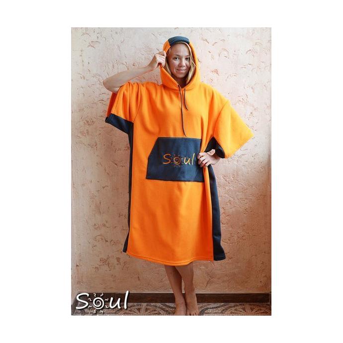 Флисовое пончо SOUL (оранжевый с графитовыми вставками) - Артикул Soul-ob01 - Фото 1