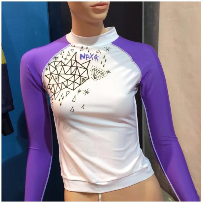 Женская лайкра PRYDE RASHGUARD с длинным рукавом - RSB018 C2 white-purple - Цвет Фиолетовый, Фиолетовый - Фото 1