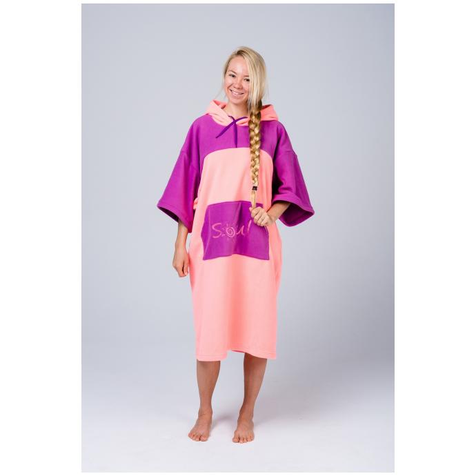 Флисовое пончо SOUL двухцветное - Soul-poncho-two-color-pink-purple - Цвет Розовый - Фото 4