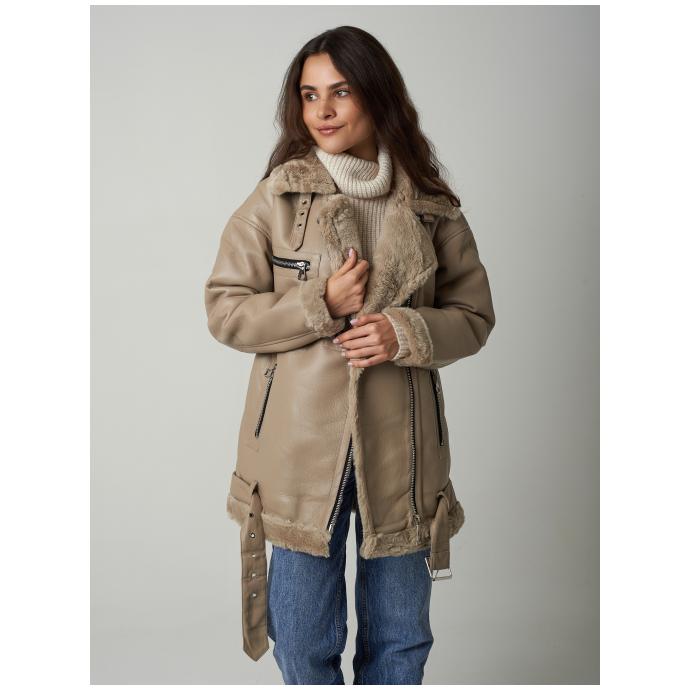 Дубленка женская из эко кожи AIRMATE  - 22-243-Бежевый - Цвет Бежевый - Фото 1