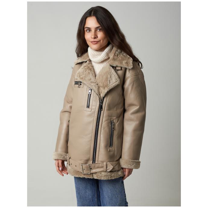 Дубленка женская из эко кожи AIRMATE  - 22-243-Бежевый - Цвет Бежевый - Фото 3