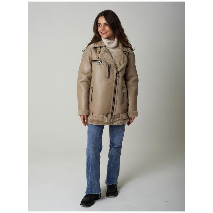 Дубленка женская из эко кожи AIRMATE  - 22-243-Бежевый - Цвет Бежевый - Фото 4