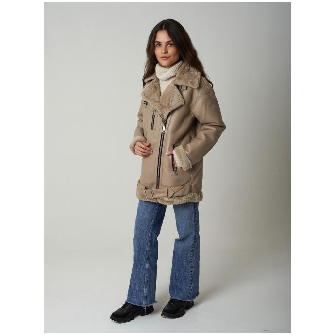 Дубленка женская из эко кожи AIRMATE  - 22-243-Бежевый - Цвет Бежевый - Фото 5