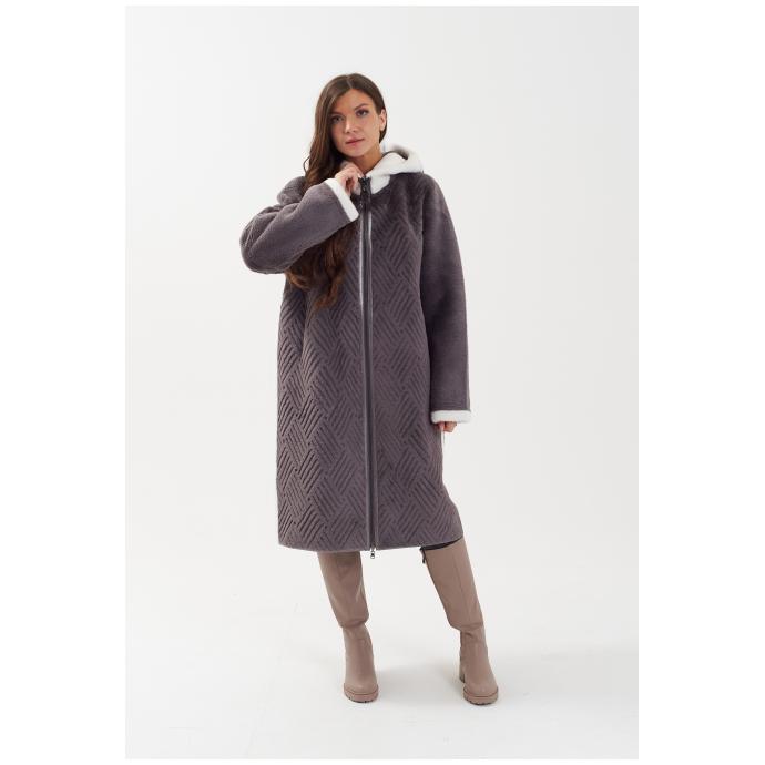 Пальто женское двусторннее VITIA  - 23128-серый - Цвет Серый - Фото 3
