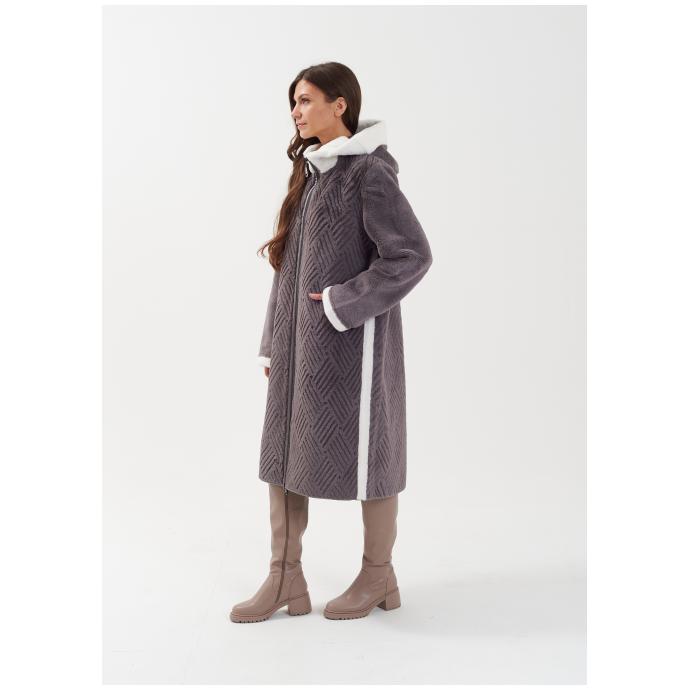 Пальто женское двусторннее VITIA  - 23128-серый - Цвет Серый - Фото 4