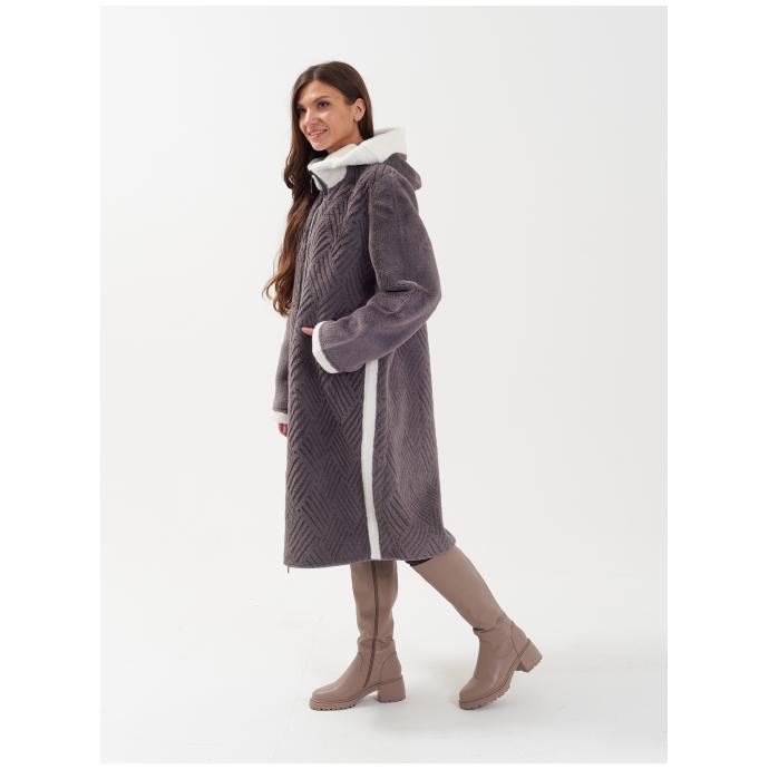 Пальто женское двусторннее VITIA  - 23128-серый - Цвет Серый - Фото 5