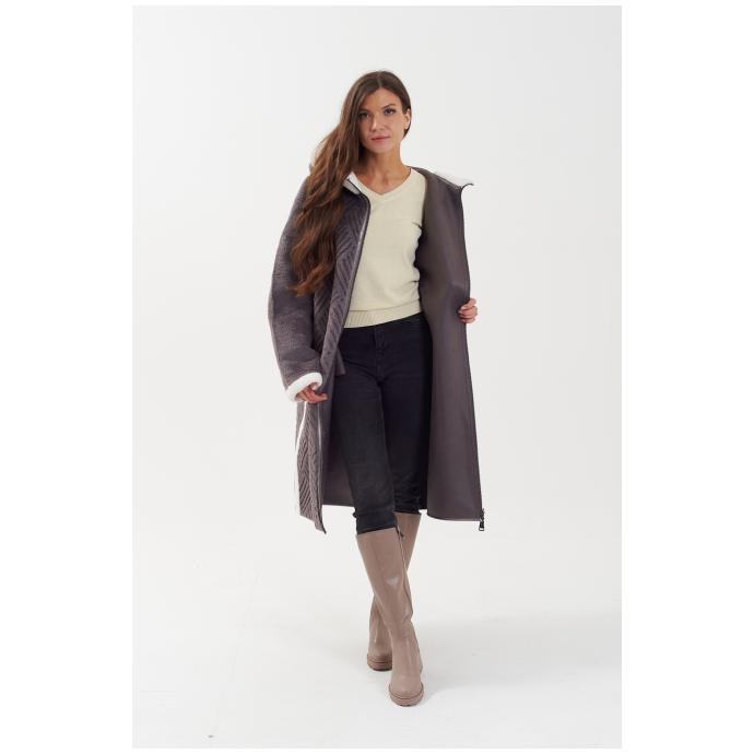 Пальто женское двусторннее VITIA  - 23128-серый - Цвет Серый - Фото 11