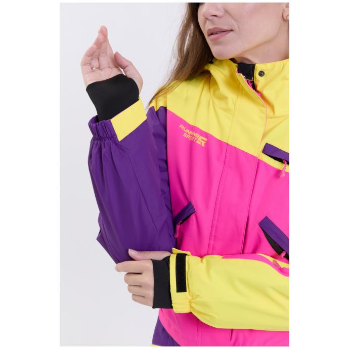 ЖЕНСКИЙ СНОУБОРДИЧЕСКИЙ КОМБИНЕЗОН RUNNING SPORT - 7799-2 фиолетовый-розовый (желт.рукава) - Цвет Фиолетовый - Фото 11