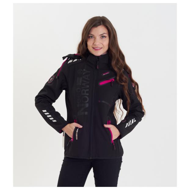 Софтшеловая куртка женская GEOGRAPHICAL NORWAY «REINE» - Аритикул WW7008F/G-BLACK/PINK-M - Фото 1