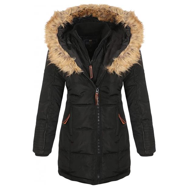 КУРТКА ЗИМНЯЯ ЖЕНСКАЯ УДЛИНЕННАЯ GEOGRAPHICAL NORWAY «BEAUTIFUL» - Аритикул WW2584F/GN-BLACK-S - Фото 1