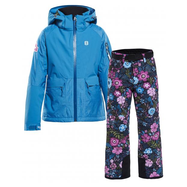 Костюм 8848 Altitude: куртка FLOWER fjord blue  + брюки GRACE - Аритикул 8824-8815-FLOWER fjord blue + GRACE pink 140 - Фото 2