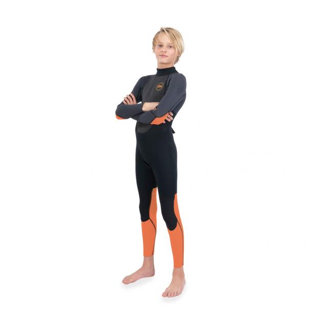 Гидрокостюм дет. DK Kid's Quantum Back Zip Full Suit 3/2mm F/L Black/Orange - Аритикул DK22K22QBZFL-Black/Orange-12 - Фото 1