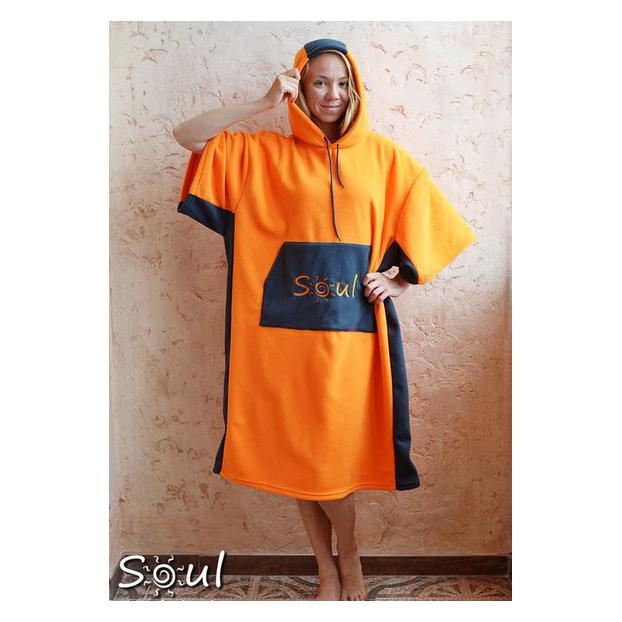 Флисовое пончо SOUL (оранжевый с графитовыми вставками) - Аритикул Soul-ob01 - Фото 1
