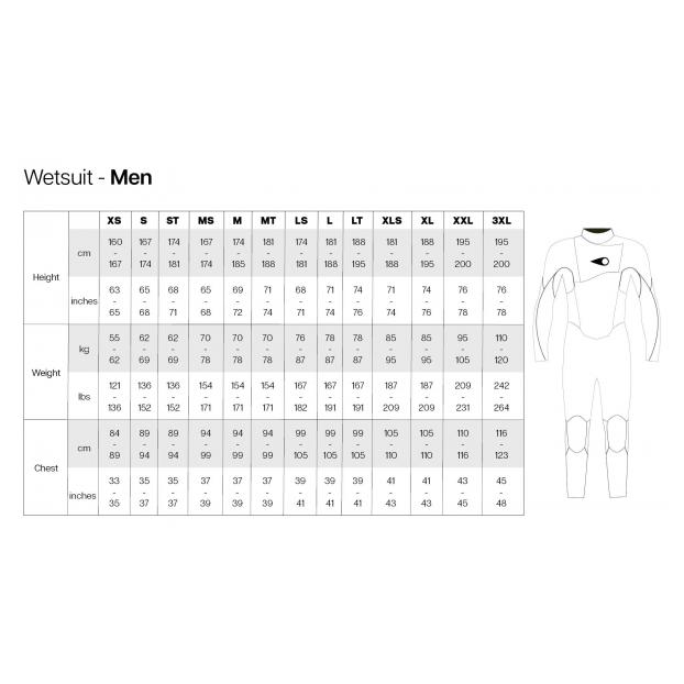 ГИДРОКОСТЮМ МУЖ. SOORUZ «FIGHTER C ПЕРЕДНЕЙ МОЛНИЕЙ» 5/4/3 ММ - Аритикул W3 MW543CZFIGBL-M - Фото 14