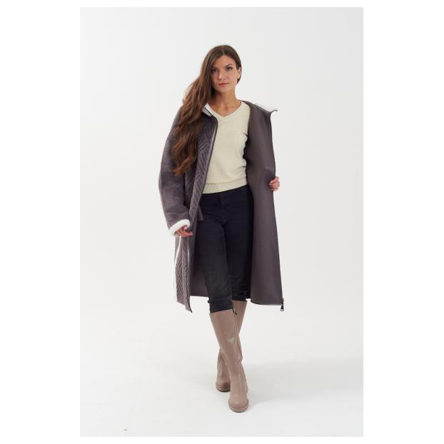 Пальто женское двусторннее VITIA  - Аритикул 23128-серый-3XL (50-52) - Фото 11